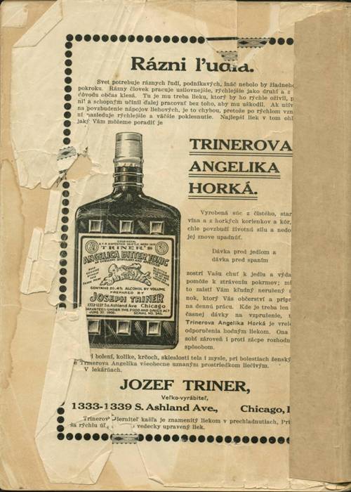 Kalendar 1915 zadná časť obalu