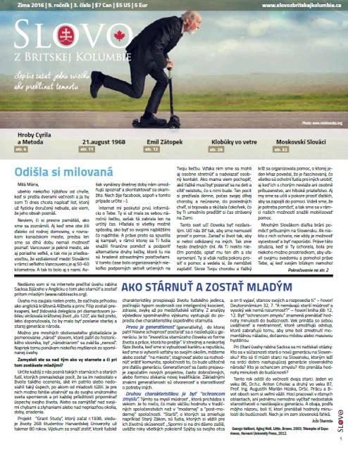 Slovo z Britskej Kolumbie 27.číslo, Jeseň/Zima 2016